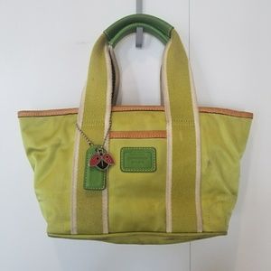 Coach Hamptons Lime Green Nylon Mini Tote